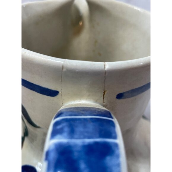 Vintage Handpainted Floral Ceramic Pitcher With Handle *DAMAGED*READ* - Picture 3 of 9